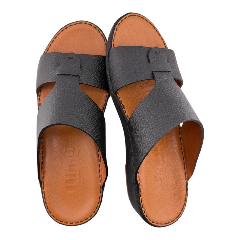AJYAD Handmade Arabic Sandals For Men | Outdoor Mens Slippers | Everyday Flip Flops Open Toe | Arabic Genuine Shamwa Leather | New Design | Tan Footbed | Comfortable & LightWeight - Image 2